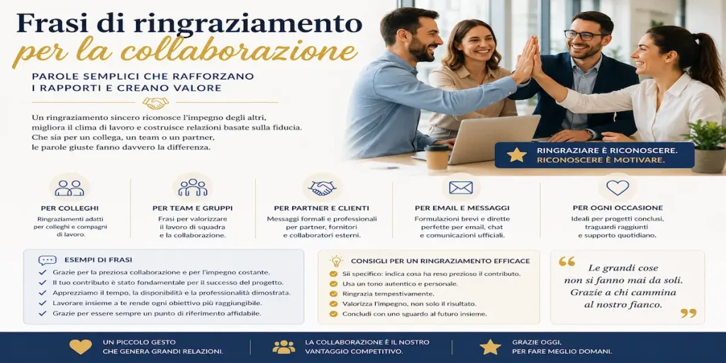 frasi di ringraziamento per collaborazione