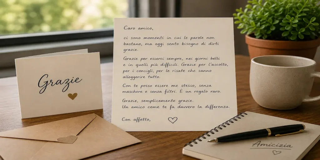 lettera di ringraziamento a un amico