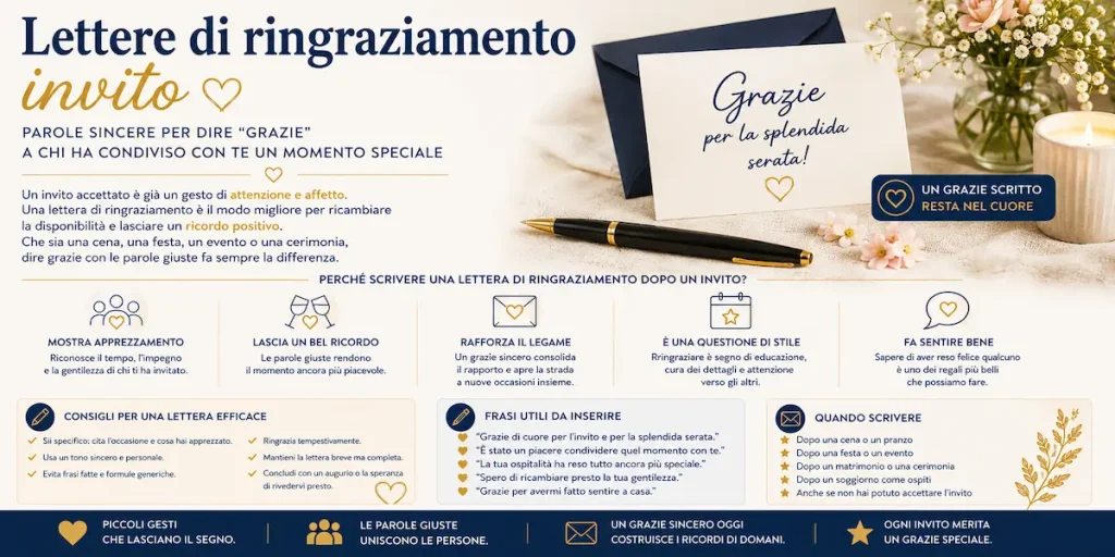 lettera di ringraziamento per un invito